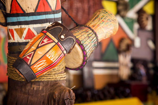 Traditional handmade drums for sale at Lesedi Cultural Village, South Africa,